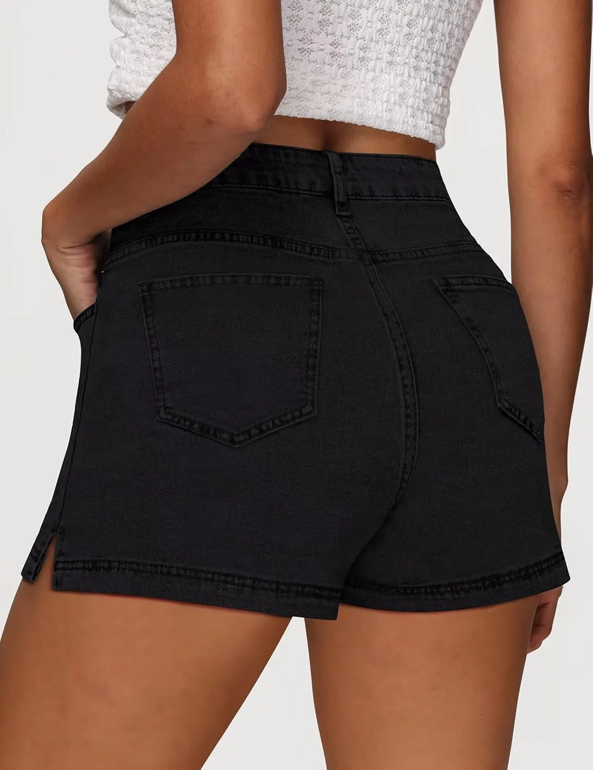 Denim Skort for Women - Mini High Waisted Stretchy Jean Skirt 13" Length with Shorts,Summer Curvy Denim Skorts Shorts