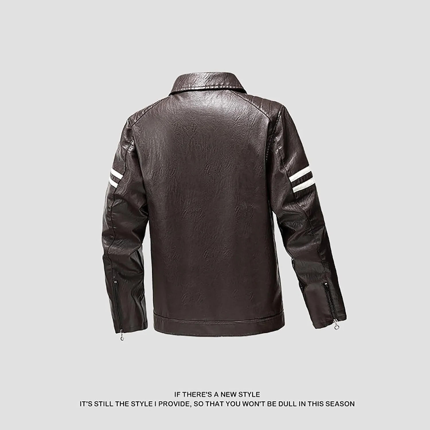 Dgoopd Leather Jacket for Men Zip up Moto Jacket Slim Fit Motorcycle Jacket Turn down Collar Jacket Casual Biker Jacket