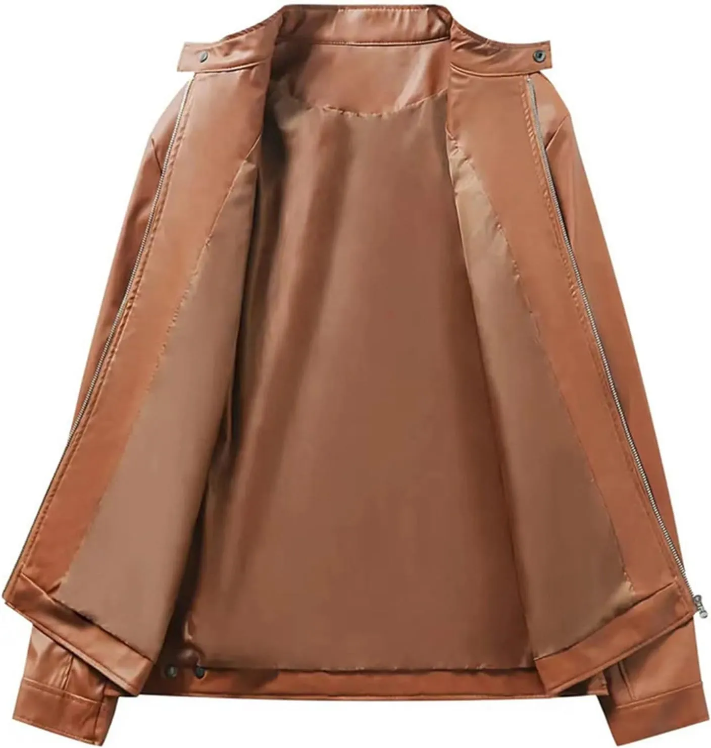 Dgoopd Leather Jackets for Men Stand Collar Moto Jacket Zip up Biker Jacket Waterproof Motorcycle Jacket Faux Leather Jacket