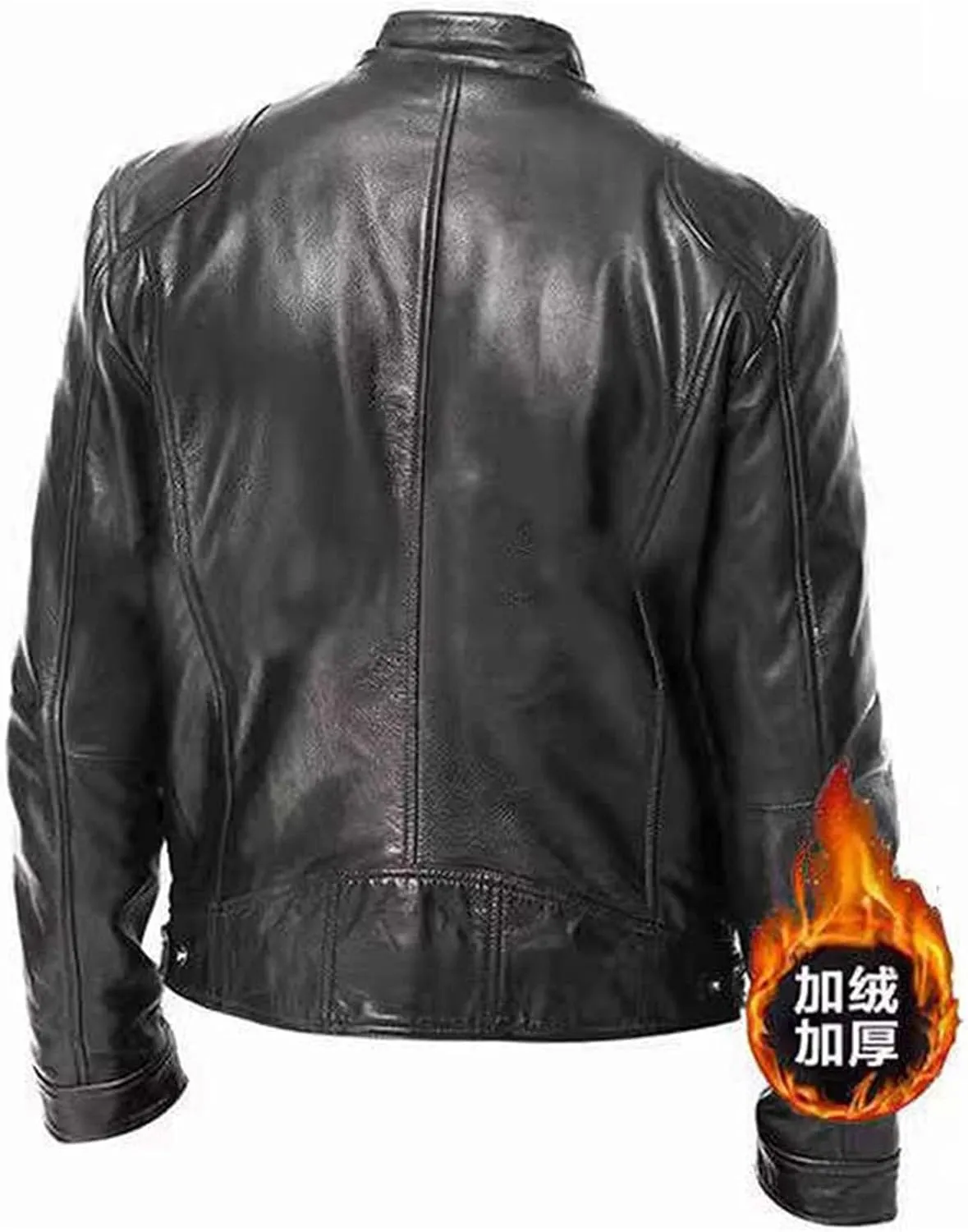 Dgoopd Mens Leather Jacket Stand Collar Moto Jacket Zip up Biker Jacket Vintage Motorcycle Jacket Casual Faux Leather Jacket