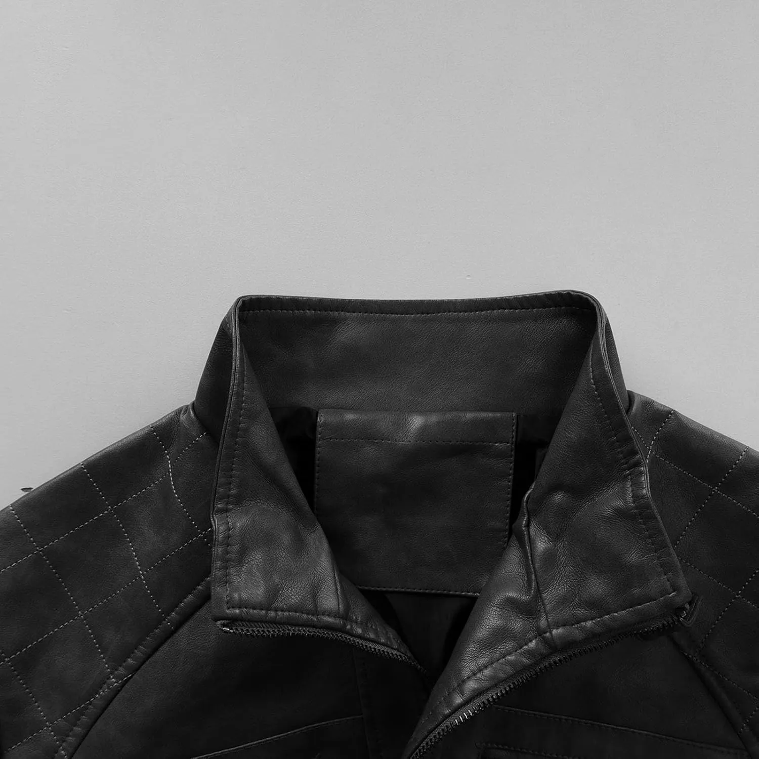 Dgoopd Men's Leather Jacket Stand Collar Moto Jacket Zip up Biker Jacket Waterproof Motorcycle Jacket Faux Leather Jacket