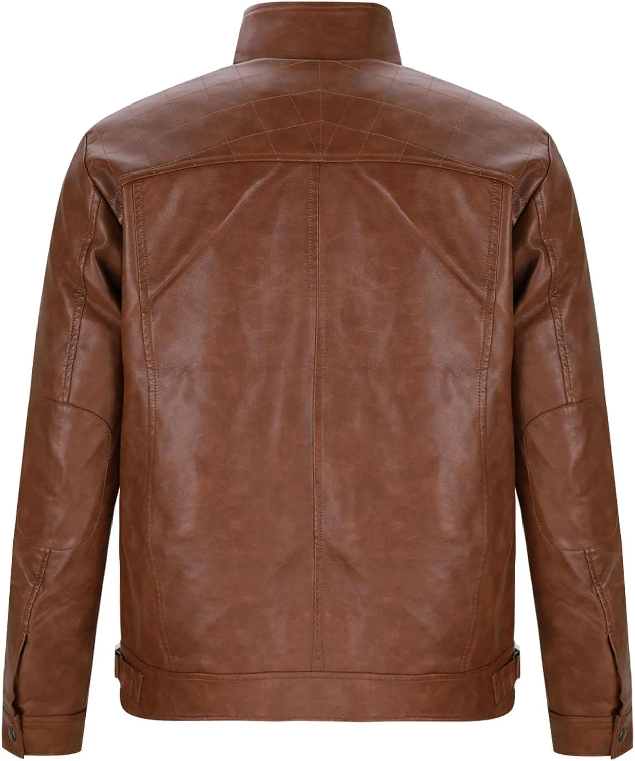 Dgoopd Men's Leather Jacket Stand Collar Moto Jacket Zip up Biker Jacket Waterproof Motorcycle Jacket Faux Leather Jacket