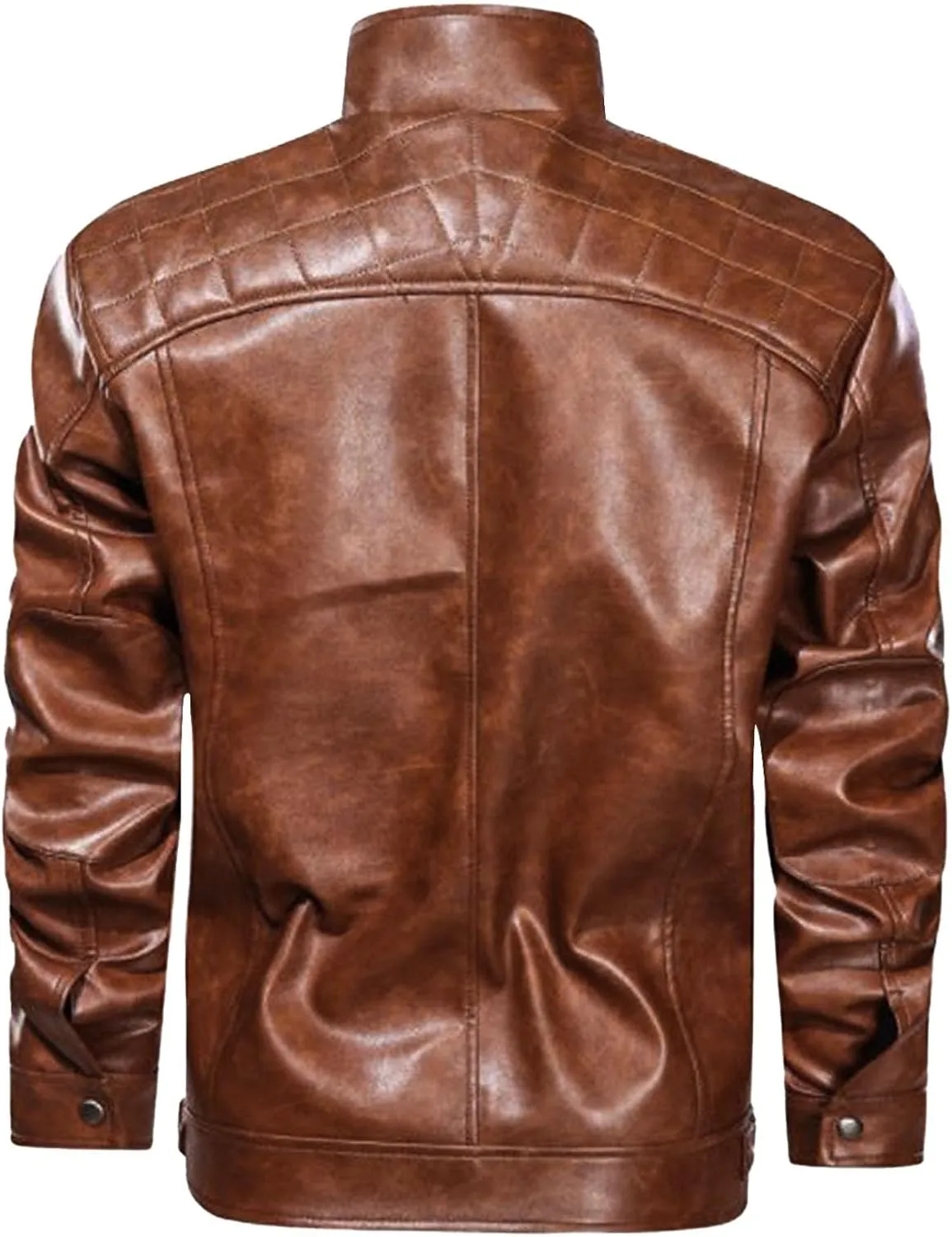 Dgoopd Men's Leather Jacket Stand Collar Moto Jacket Zip up Biker Jacket Waterproof Motorcycle Jacket Faux Leather Jacket
