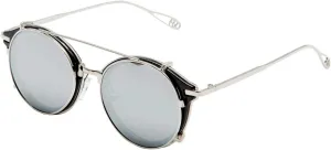 Dollger Double Lens Clip On Sunglasses Non-flip Lens Round Steampunk Style Glasses for Men Women
