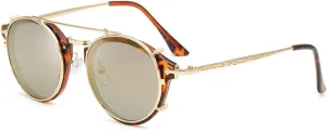 Dollger Double Lens Clip On Sunglasses Non-flip Lens Round Steampunk Style Glasses for Men Women