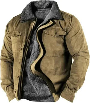 evzosrz Mens Wool Coat Thicken Heavyweight Sherpa Fleece Lined Outwear Lapel Classic Casual Winter Warm Thermal Shirt Jackets