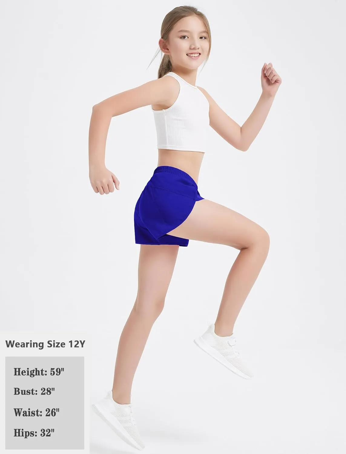 EXARUS Girls Athletic Running Shorts with Zipper Pocket Liner Dolphin Side Slit Quick Dry Sports Soccer for Teen