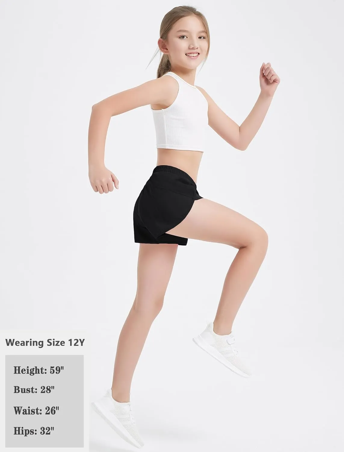 EXARUS Girls Athletic Running Shorts with Zipper Pocket Liner Dolphin Side Slit Quick Dry Sports Soccer for Teen
