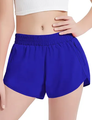 EXARUS Girls Athletic Running Shorts with Zipper Pocket Liner Dolphin Side Slit Quick Dry Sports Soccer for Teen