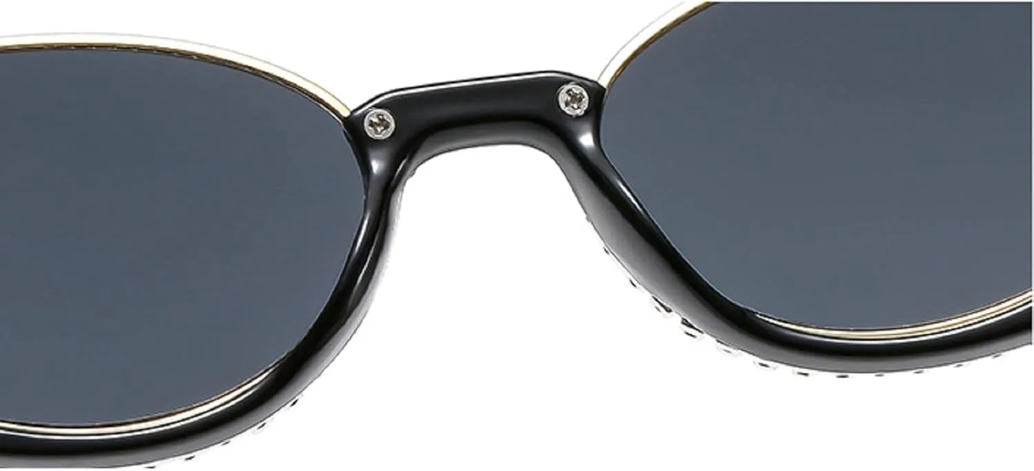 Fashion bling Rhinestone Cat Eye Sunglasses for Women Retro Narrow Cat-eye Diamond Sun Glasses Vintage Style Tinted Lens