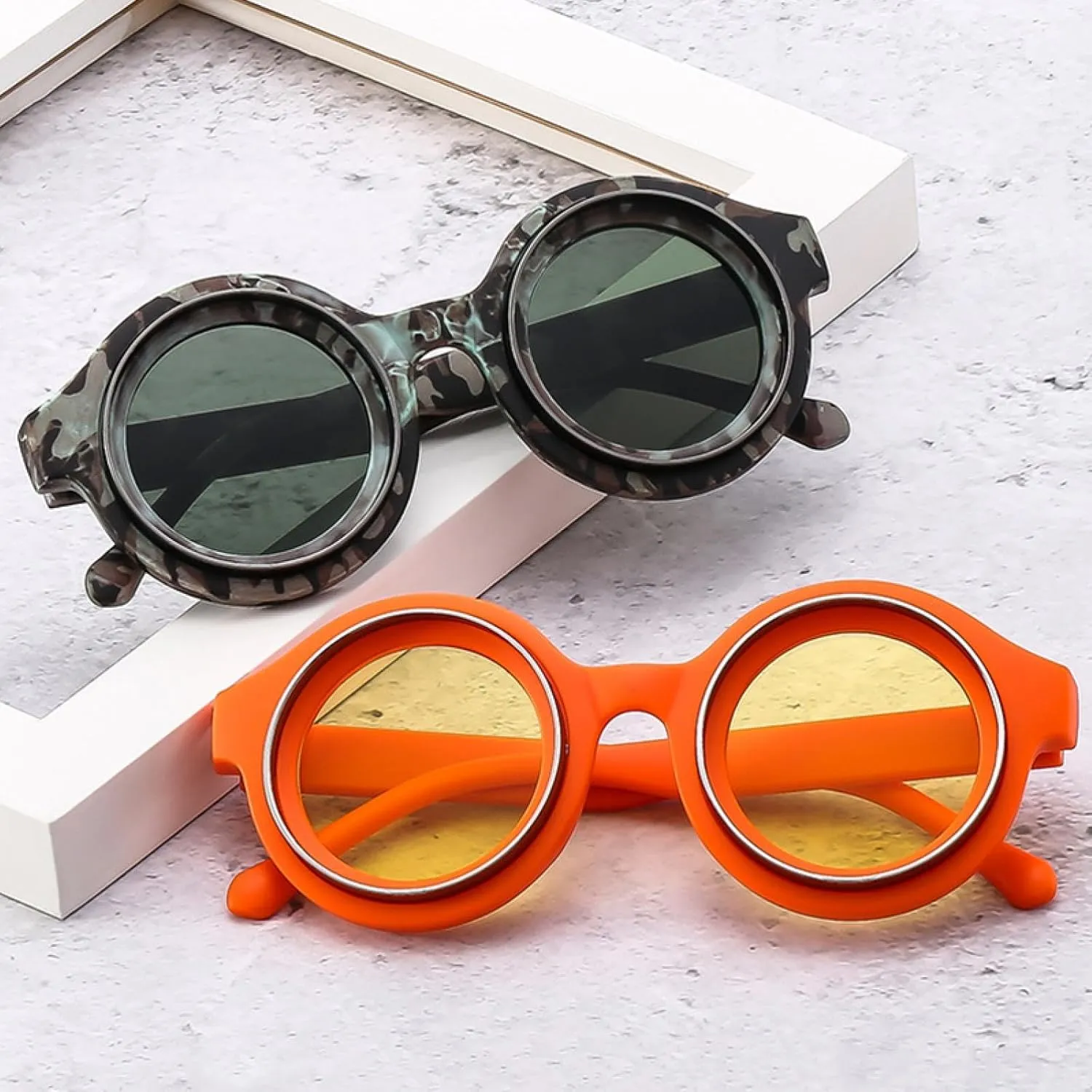 Fashion Candy Color Round Women Sunglasses Retro Punk Men Trending Uv400