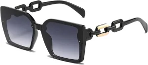 Fashion Chain Cool Mirror Legs Large Frames Women's Sunglasses Minimalist Style Retro