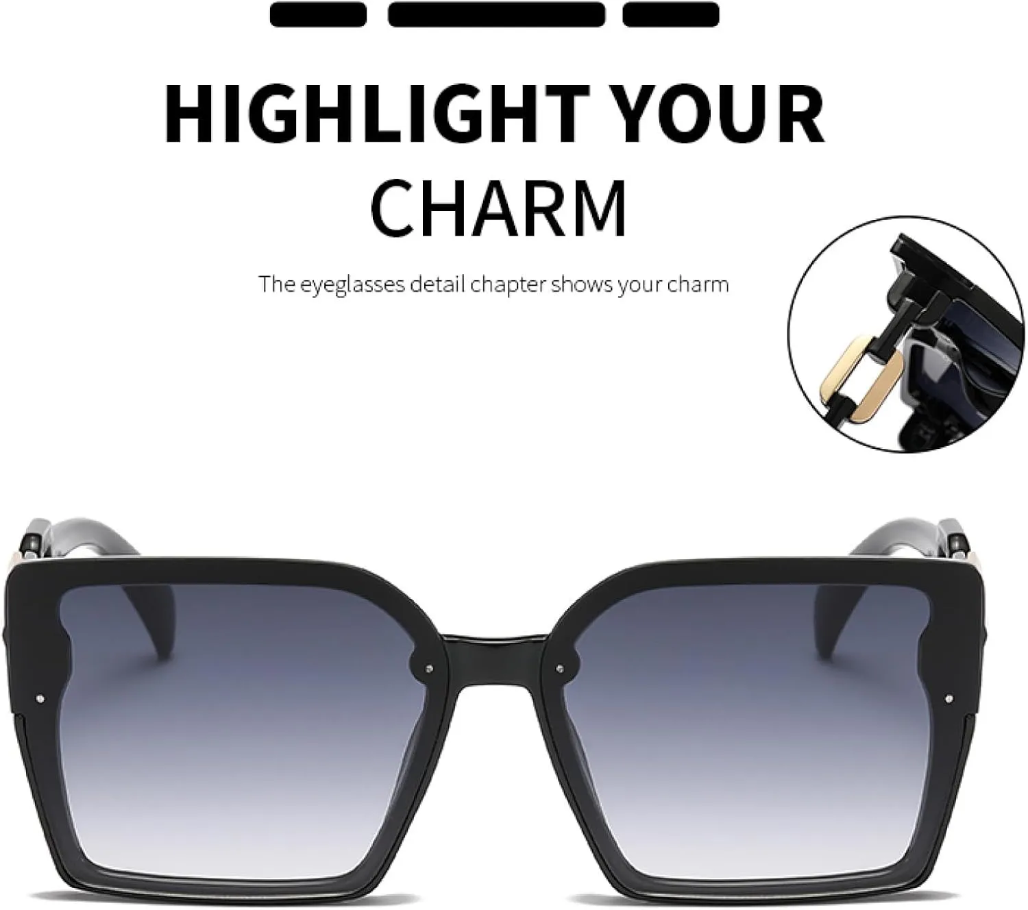 Fashion Chain Cool Mirror Legs Large Frames Women's Sunglasses Minimalist Style Retro