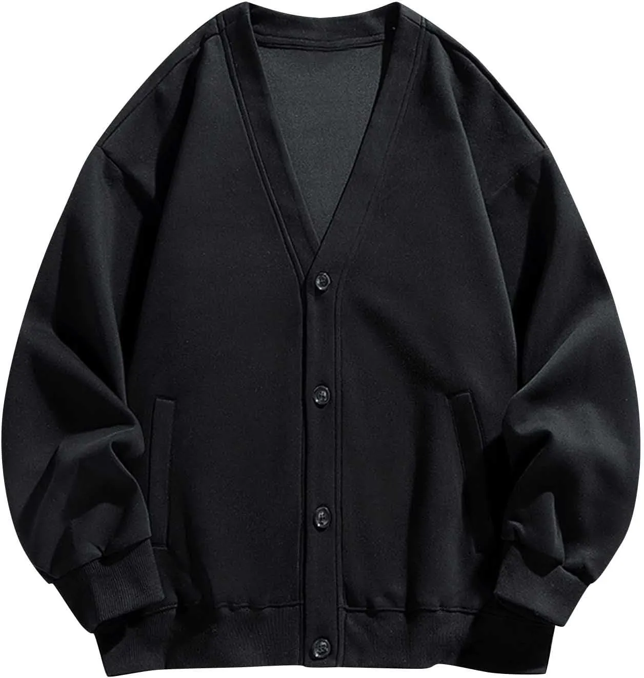 Fashion Oversized Cardigan Coat for Men Casual Button V Neck Sweater Jackets Plain Long Sleeve Outdoor Blouse Tops