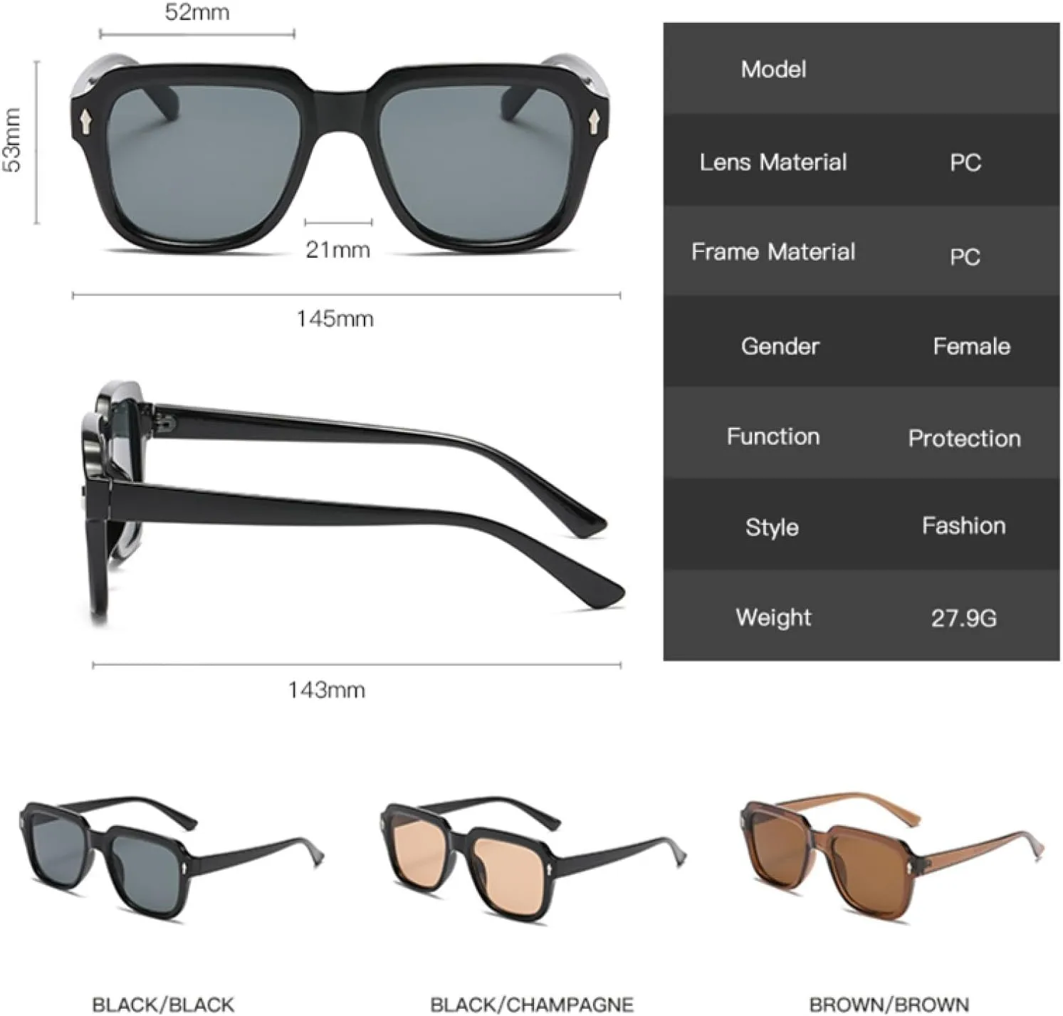 Fashion Oversized Sunglasses Retro Personality Minimalist Style Large Rectangular Frame Uv400