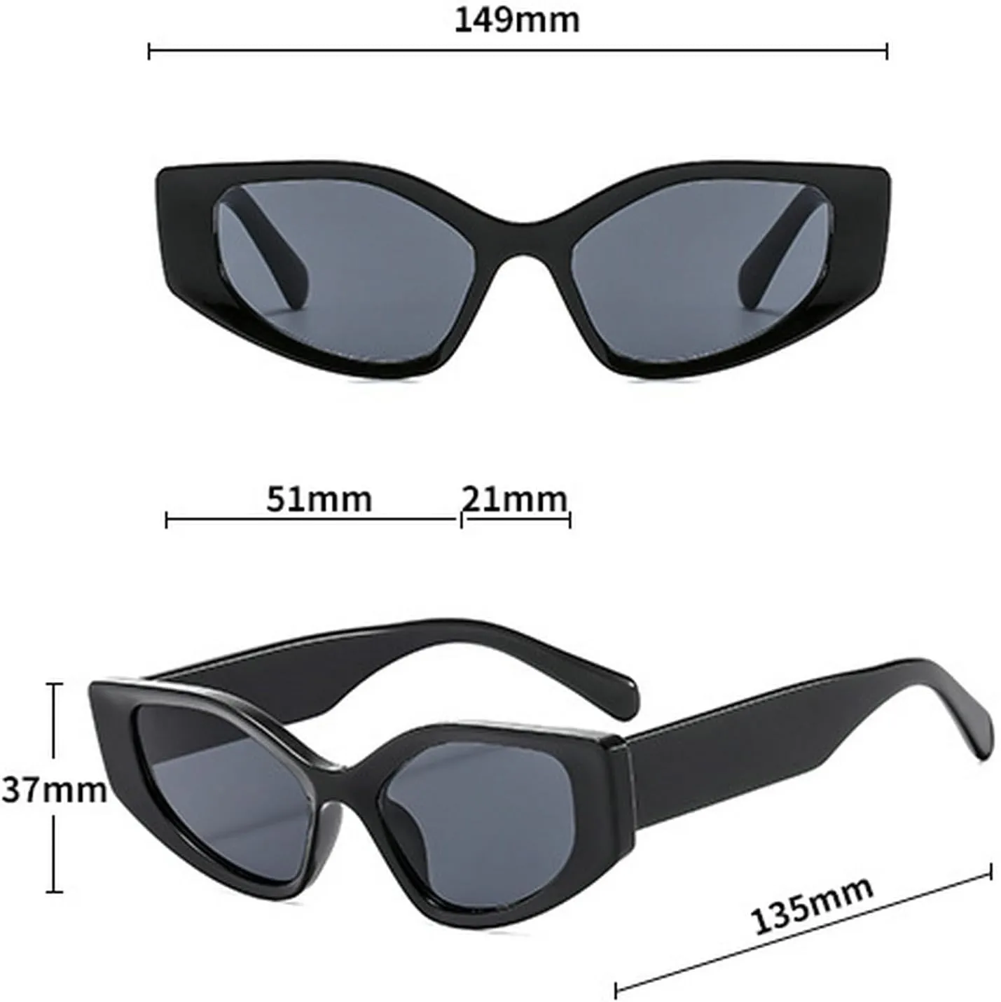 Fashion Polygon Cat Eye Women Sunglasses Vintage Shades UV400 Eyeglasses Men Trending Sun Glasses N47