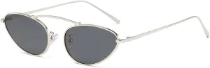 Fashion Retro Narrow Cat Eye Sunglasses for Women Trendy Fun Small Metal Frame Sunnies UV400 Protection Glasses