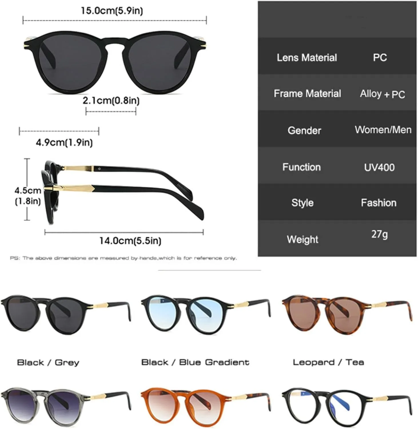 Fashion Round Women Gradient Sunglasses Shades Uv400 Vintage Men Punk Sun Glasses