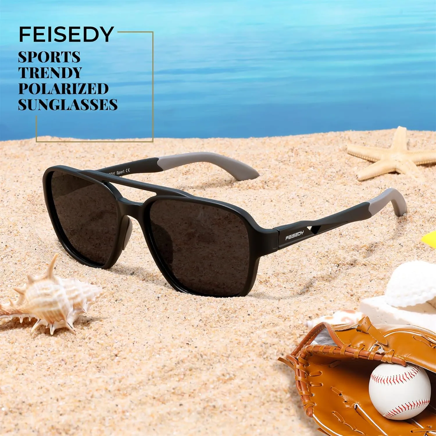 FEISEDY Retro 70s Aviator Sunglasses for Men Women, Polarized Sports Sunglasses UV400 for Driving Outdoor B0260