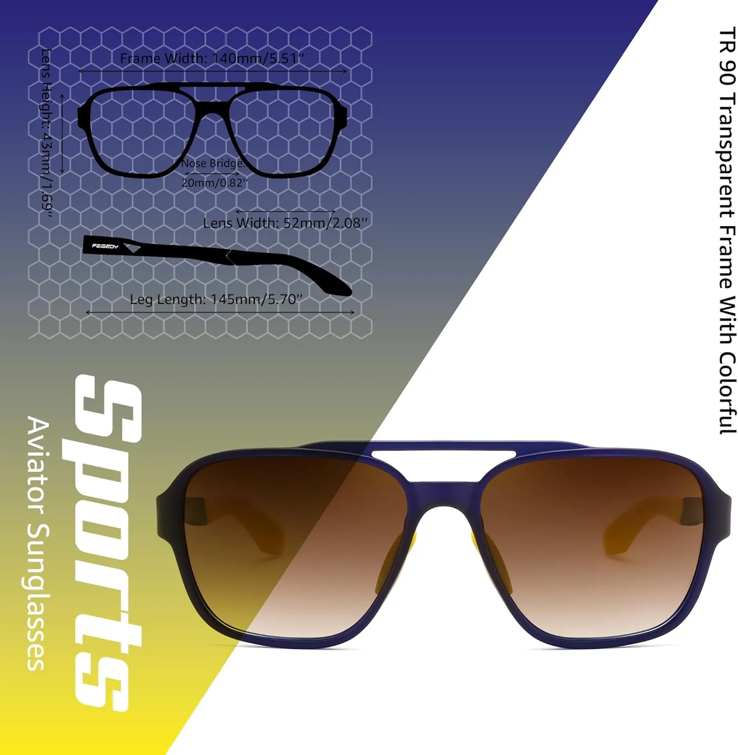 FEISEDY Retro 70s Aviator Sunglasses for Men Women, Polarized Sports Sunglasses UV400 for Driving Outdoor B0260