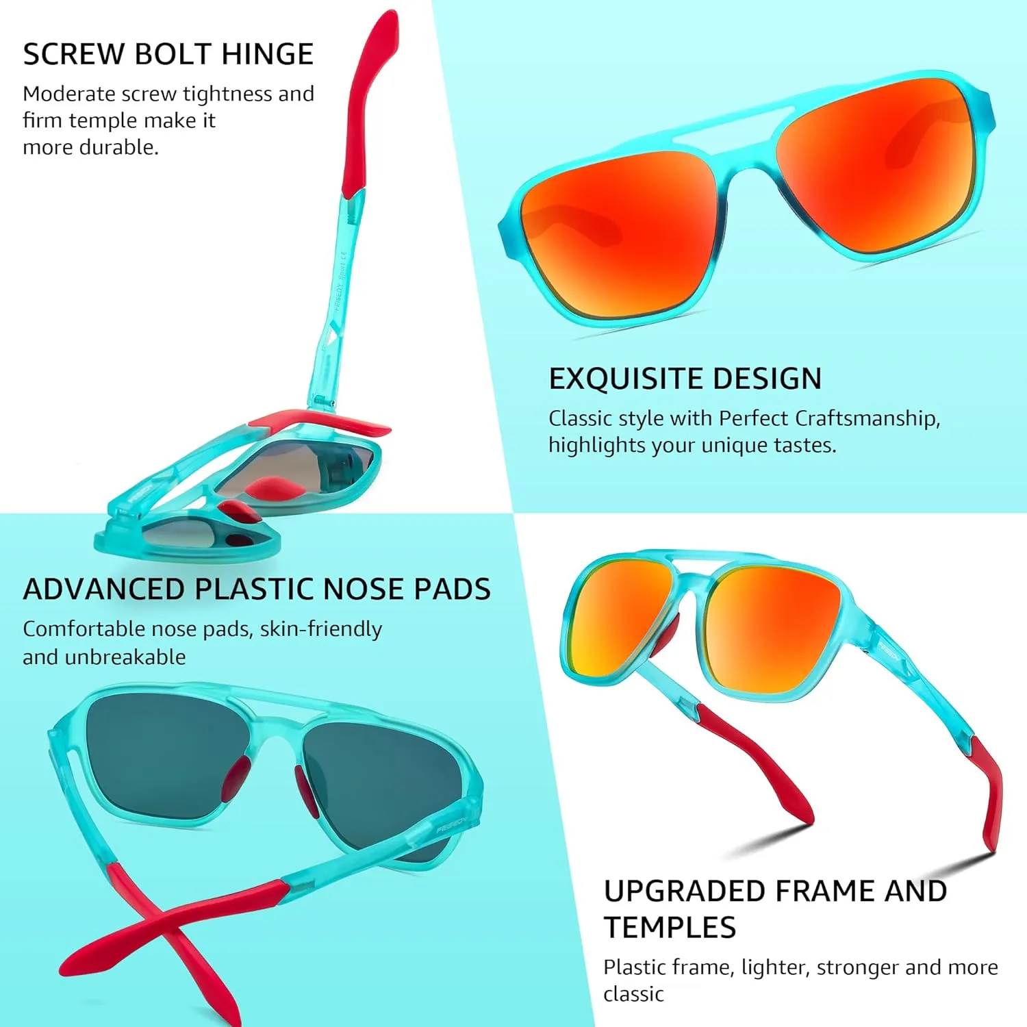 FEISEDY Retro 70s Aviator Sunglasses for Men Women, Polarized Sports Sunglasses UV400 for Driving Outdoor B0260