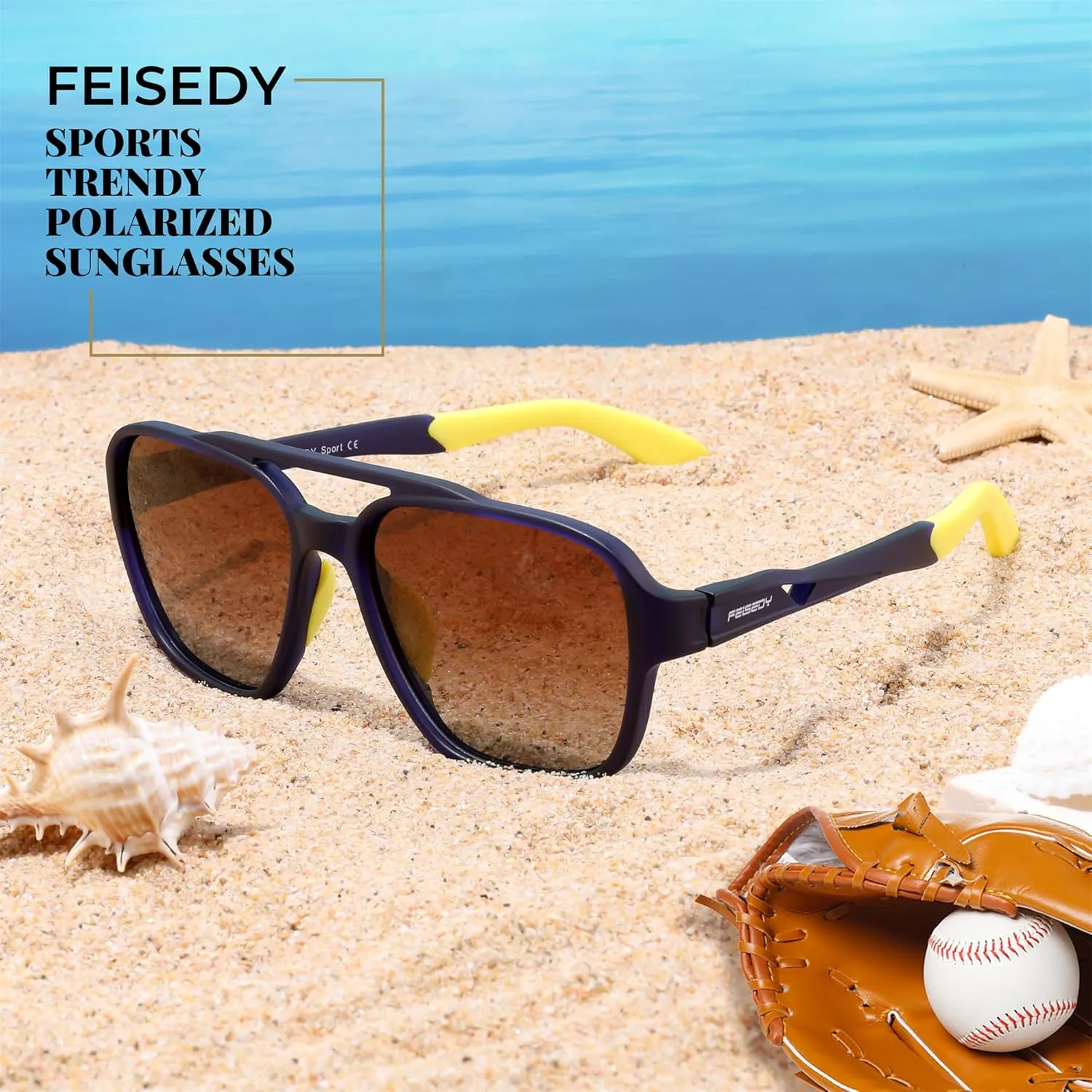 FEISEDY Retro 70s Aviator Sunglasses for Men Women, Polarized Sports Sunglasses UV400 for Driving Outdoor B0260
