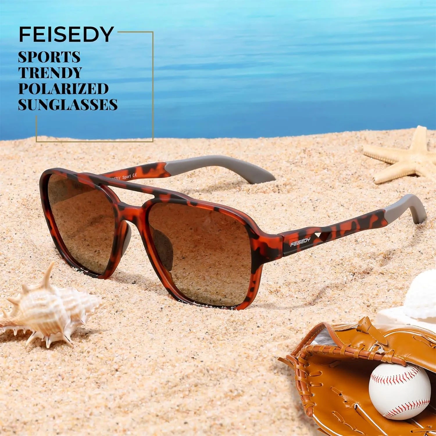 FEISEDY Retro 70s Aviator Sunglasses for Men Women, Polarized Sports Sunglasses UV400 for Driving Outdoor B0260