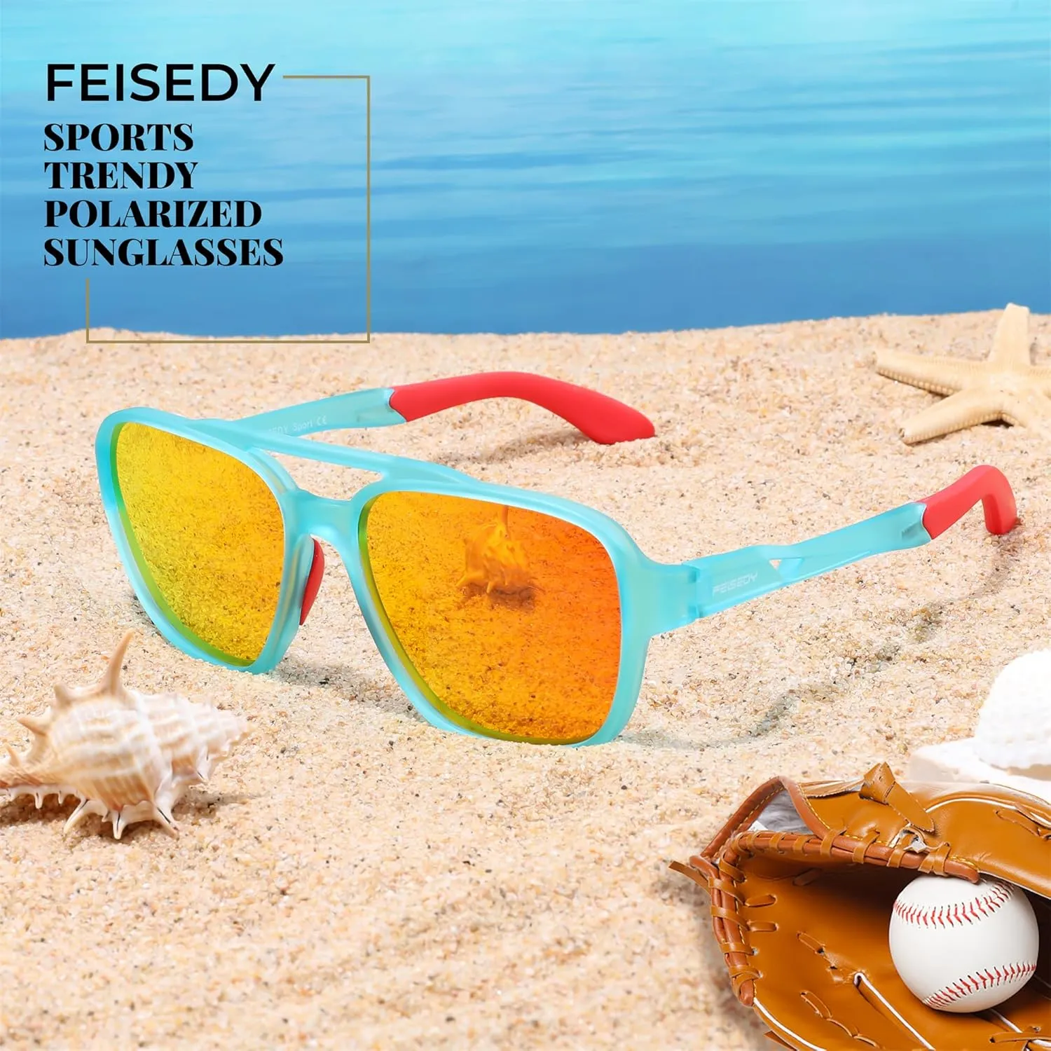 FEISEDY Retro 70s Aviator Sunglasses for Men Women, Polarized Sports Sunglasses UV400 for Driving Outdoor B0260
