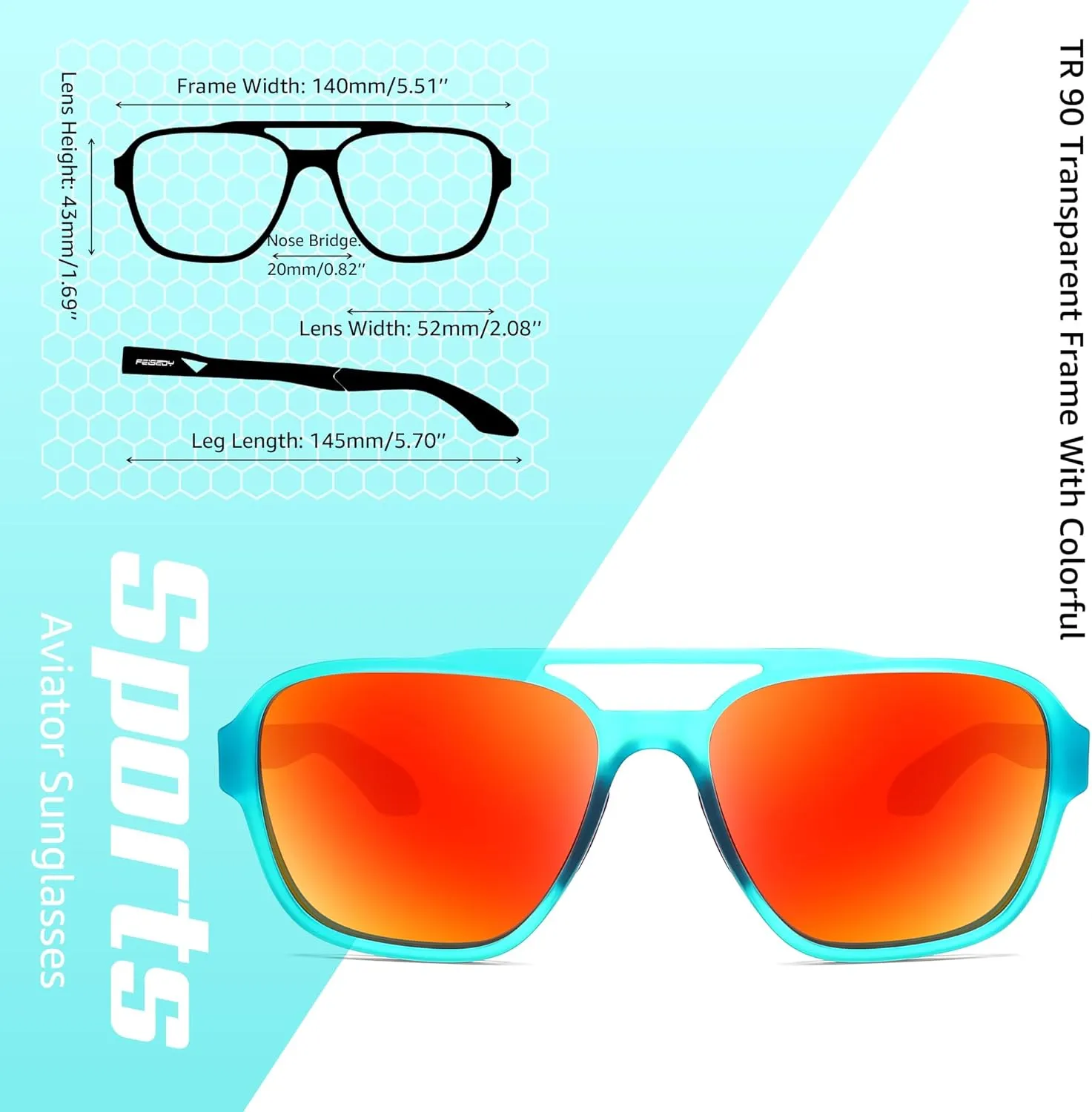 FEISEDY Retro 70s Aviator Sunglasses for Men Women, Polarized Sports Sunglasses UV400 for Driving Outdoor B0260