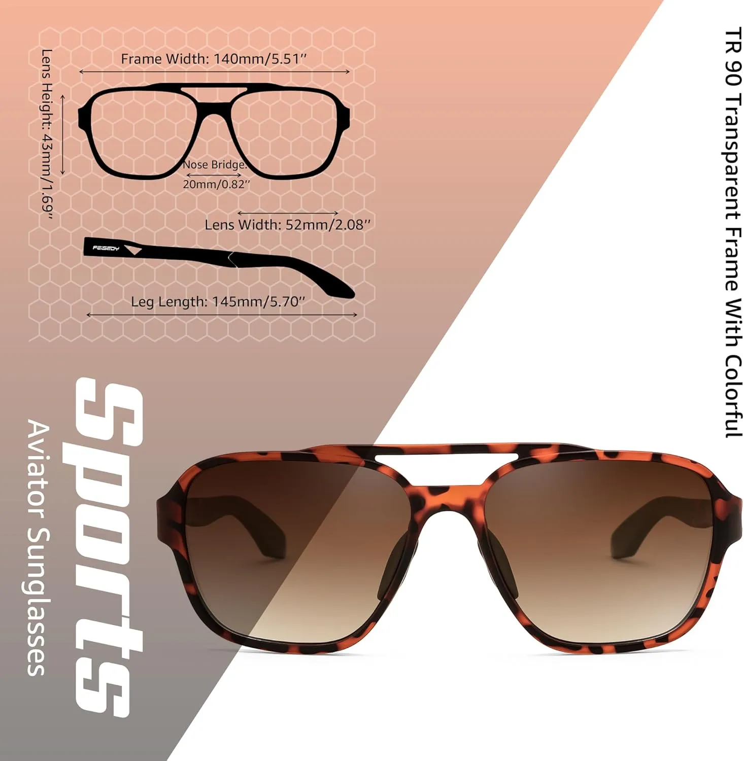 FEISEDY Retro 70s Aviator Sunglasses for Men Women, Polarized Sports Sunglasses UV400 for Driving Outdoor B0260