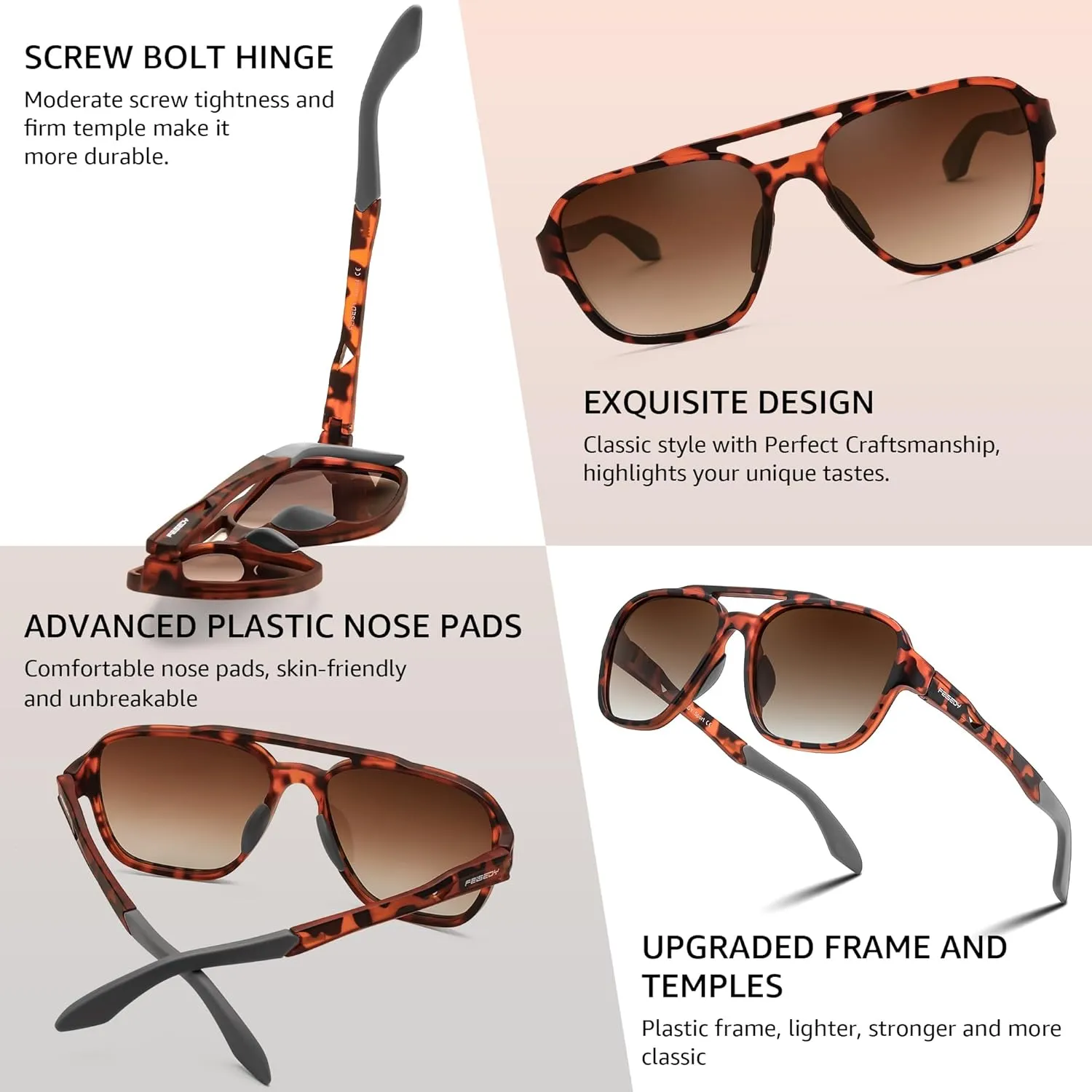 FEISEDY Retro 70s Aviator Sunglasses for Men Women, Polarized Sports Sunglasses UV400 for Driving Outdoor B0260