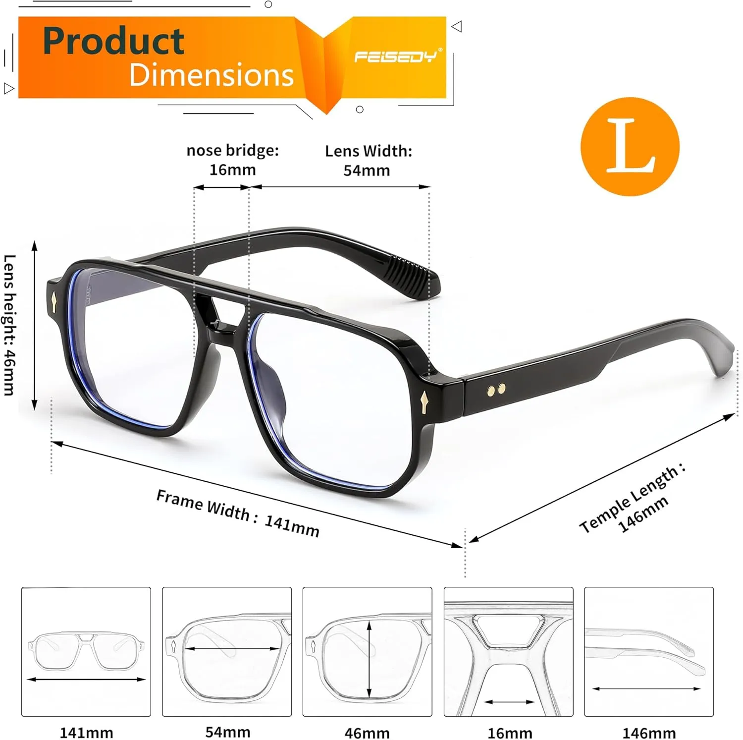 FEISEDY Retro Square Aviator Sunglasses Women Men, 70s Small Vintage Rectangle UV400 Sun Glasses B9120