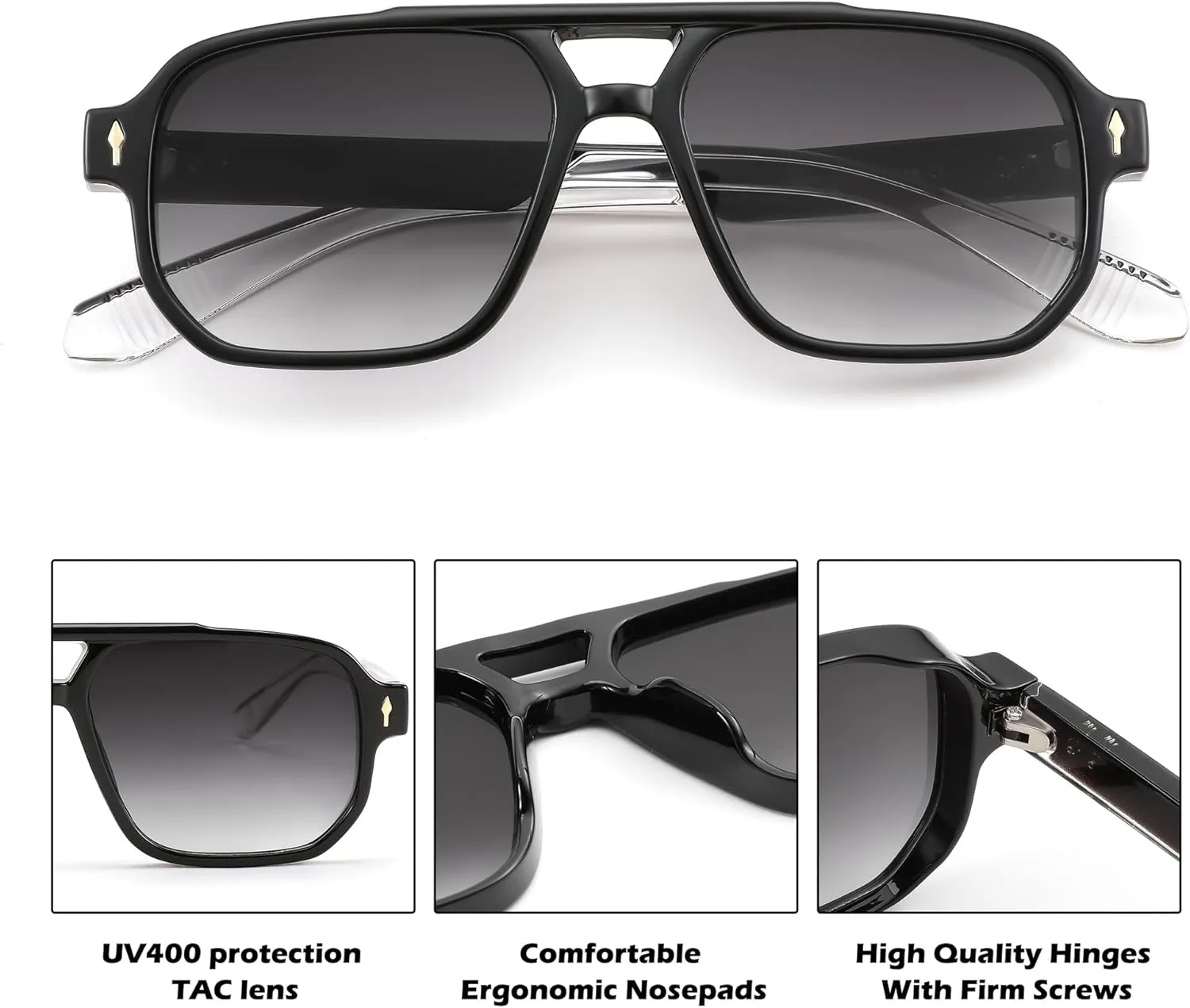 FEISEDY Retro Square Aviator Sunglasses Women Men, 70s Small Vintage Rectangle UV400 Sun Glasses B9120