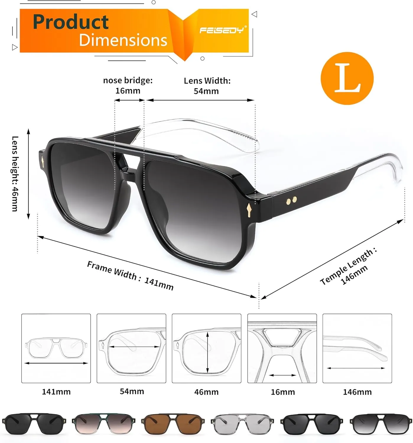 FEISEDY Retro Square Aviator Sunglasses Women Men, 70s Small Vintage Rectangle UV400 Sun Glasses B9120