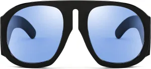 FEISEDY Retro Trendy Avaitor Sunglasses for Women Men Oversized Vintage 70s 80s Sunglasses Flat Top Shield Shades B2745