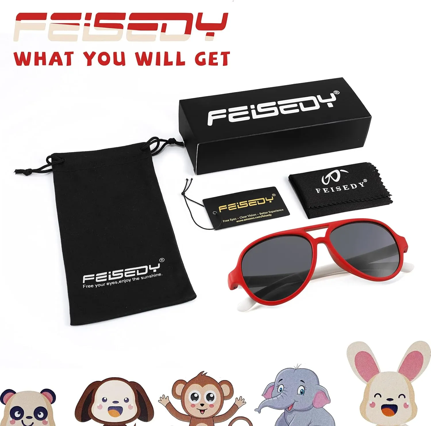 FEISEDY Toddler Aviator Polarized Sunglasses Flexible Frame Cute Baby Boys Girls Age 0-6 Rubber Outdoor B2789