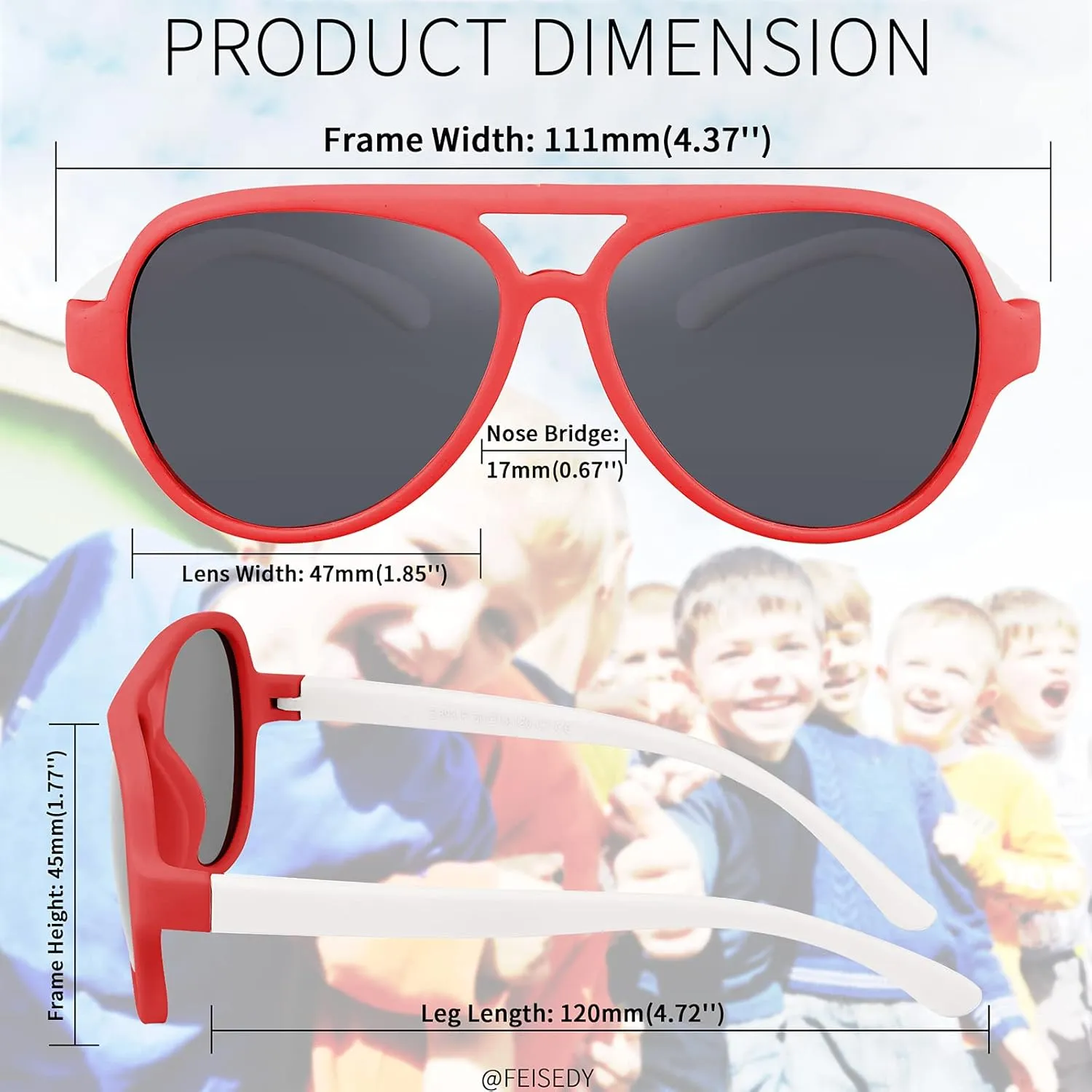 FEISEDY Toddler Aviator Polarized Sunglasses Flexible Frame Cute Baby Boys Girls Age 0-6 Rubber Outdoor B2789