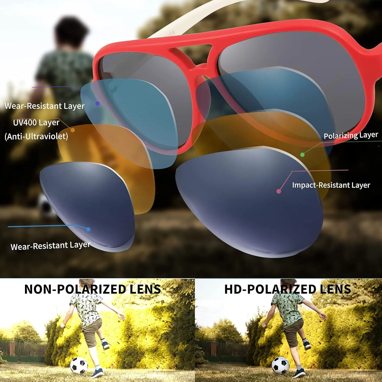 FEISEDY Toddler Aviator Polarized Sunglasses Flexible Frame Cute Baby Boys Girls Age 0-6 Rubber Outdoor B2789