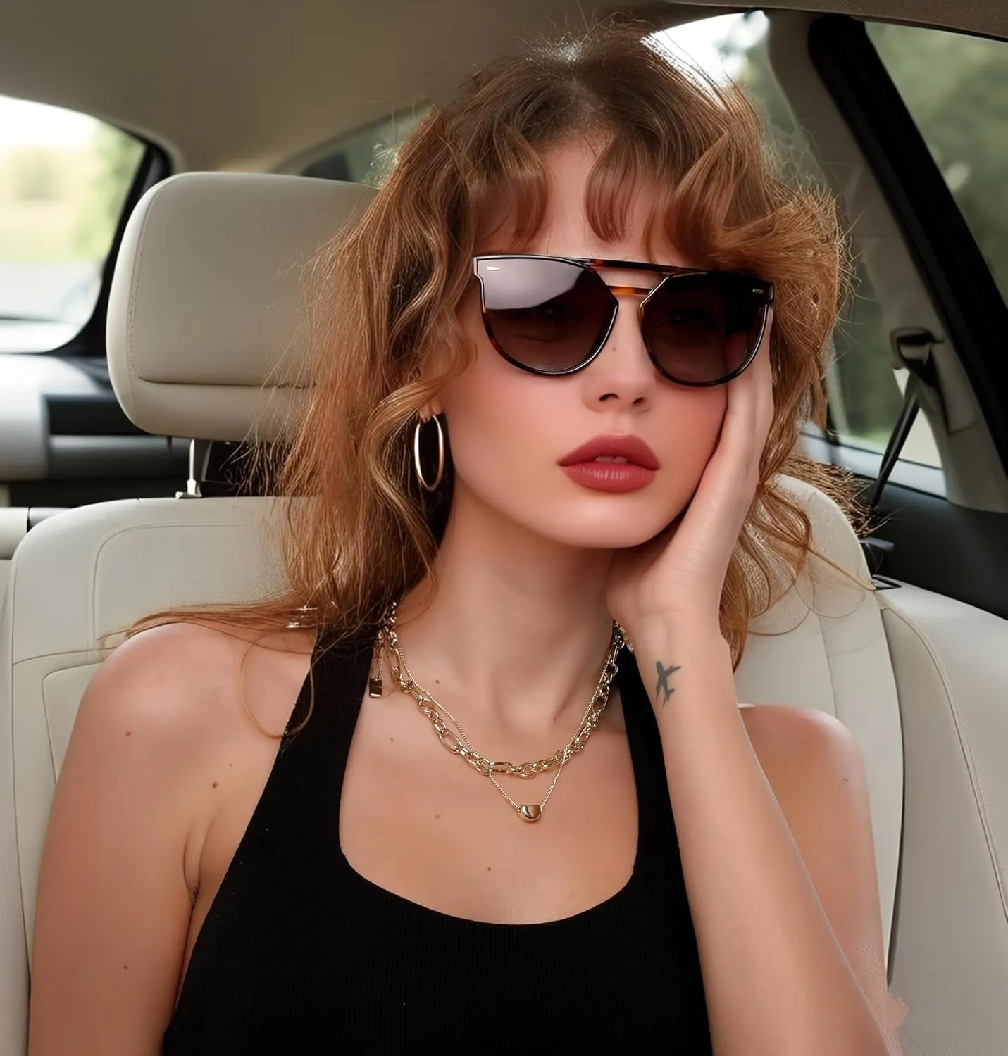 FEISEDY Women's Sunglasses, Cat Eye Aviator Style, UV400 Polarized Sun Glasses, Cute Vintage Trendy B0119