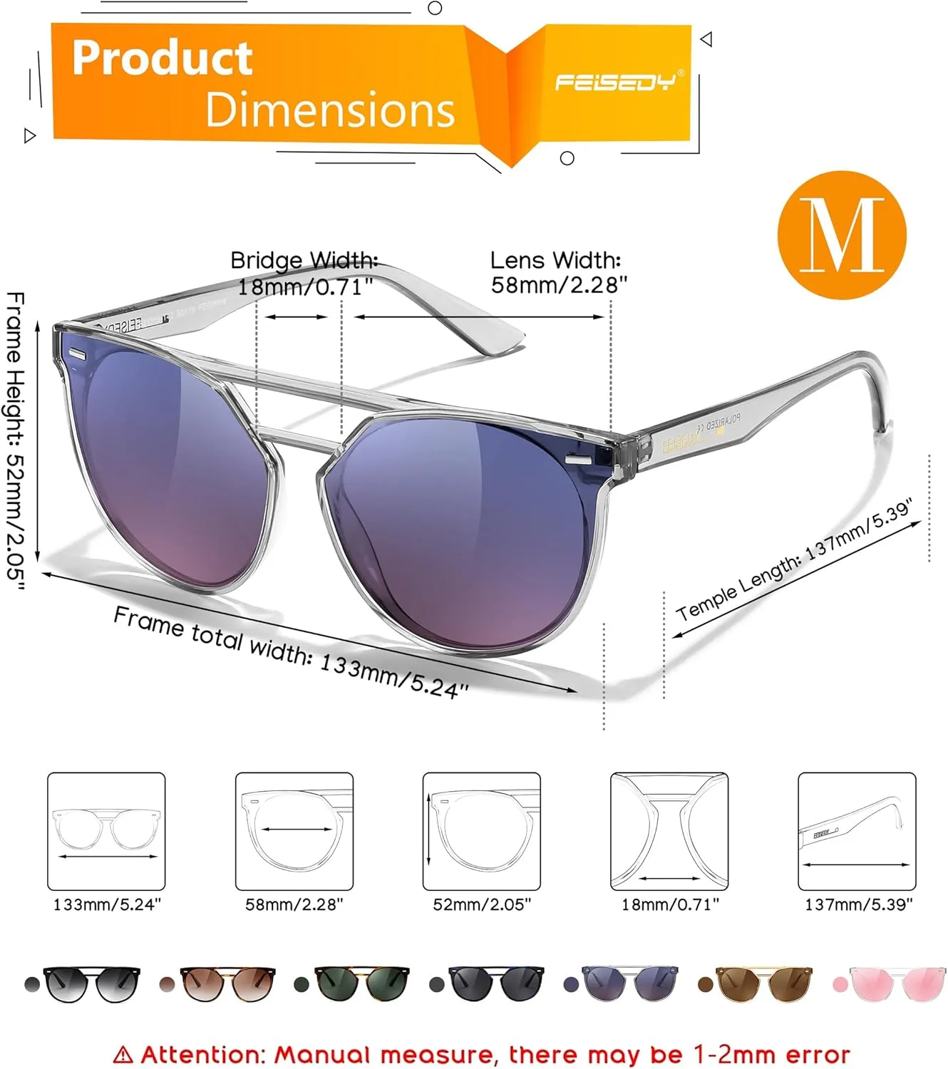 FEISEDY Women's Sunglasses, Cat Eye Aviator Style, UV400 Polarized Sun Glasses, Cute Vintage Trendy B0119