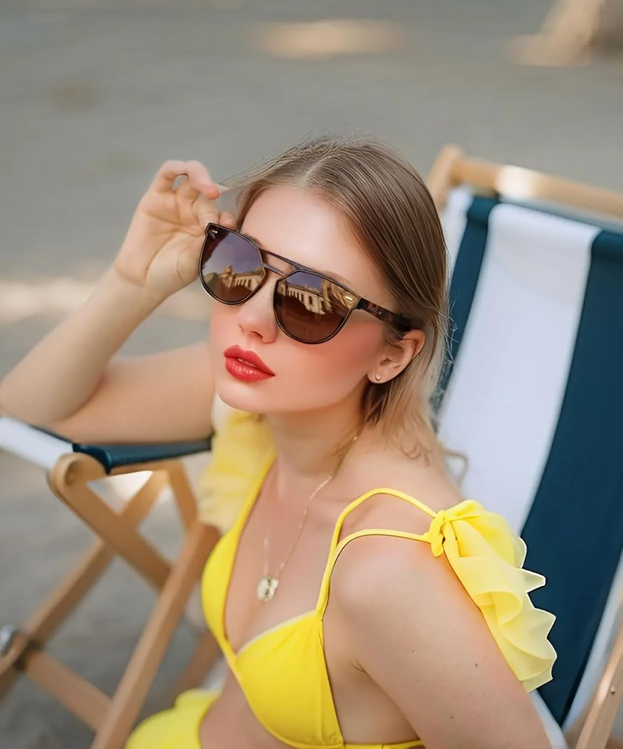 FEISEDY Women's Sunglasses, Cat Eye Aviator Style, UV400 Polarized Sun Glasses, Cute Vintage Trendy B0119