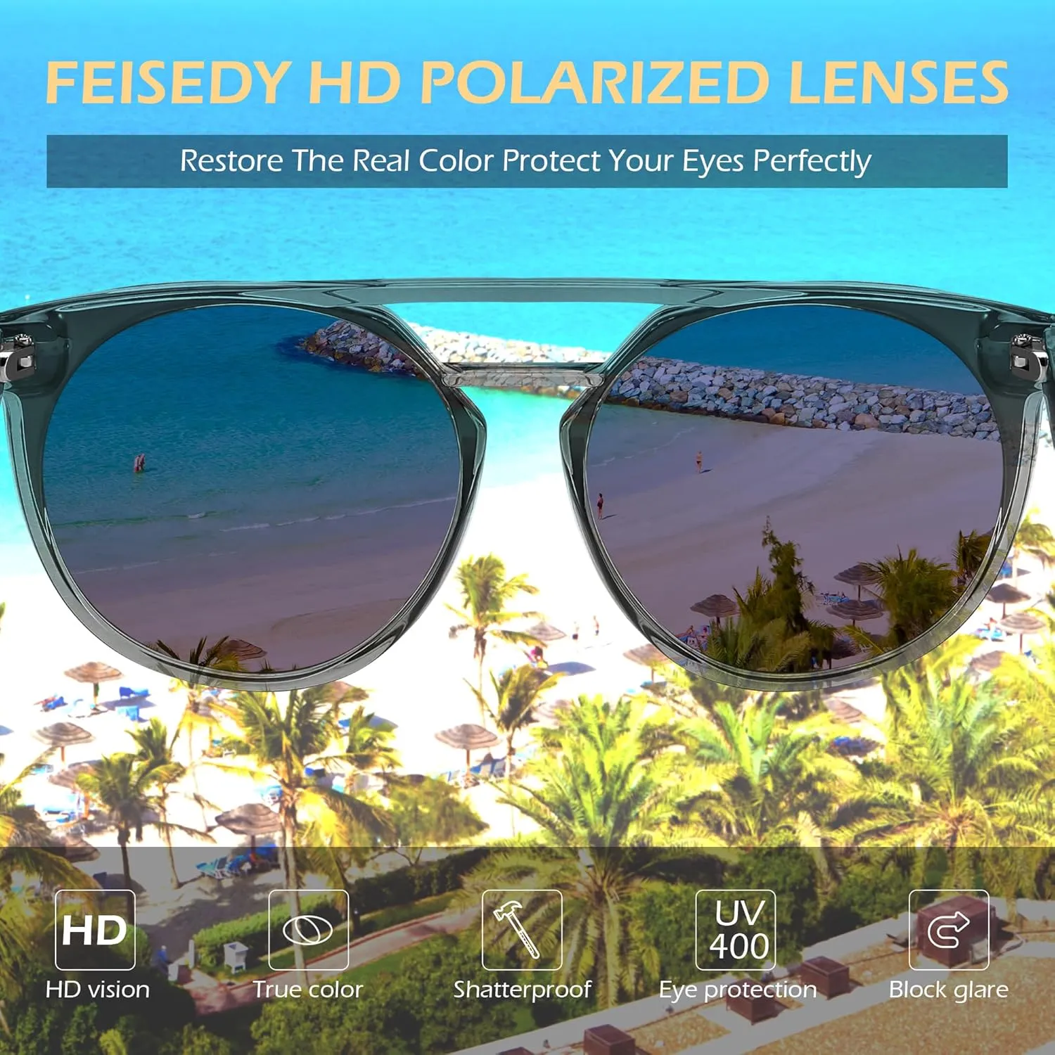 FEISEDY Women's Sunglasses, Cat Eye Aviator Style, UV400 Polarized Sun Glasses, Cute Vintage Trendy B0119