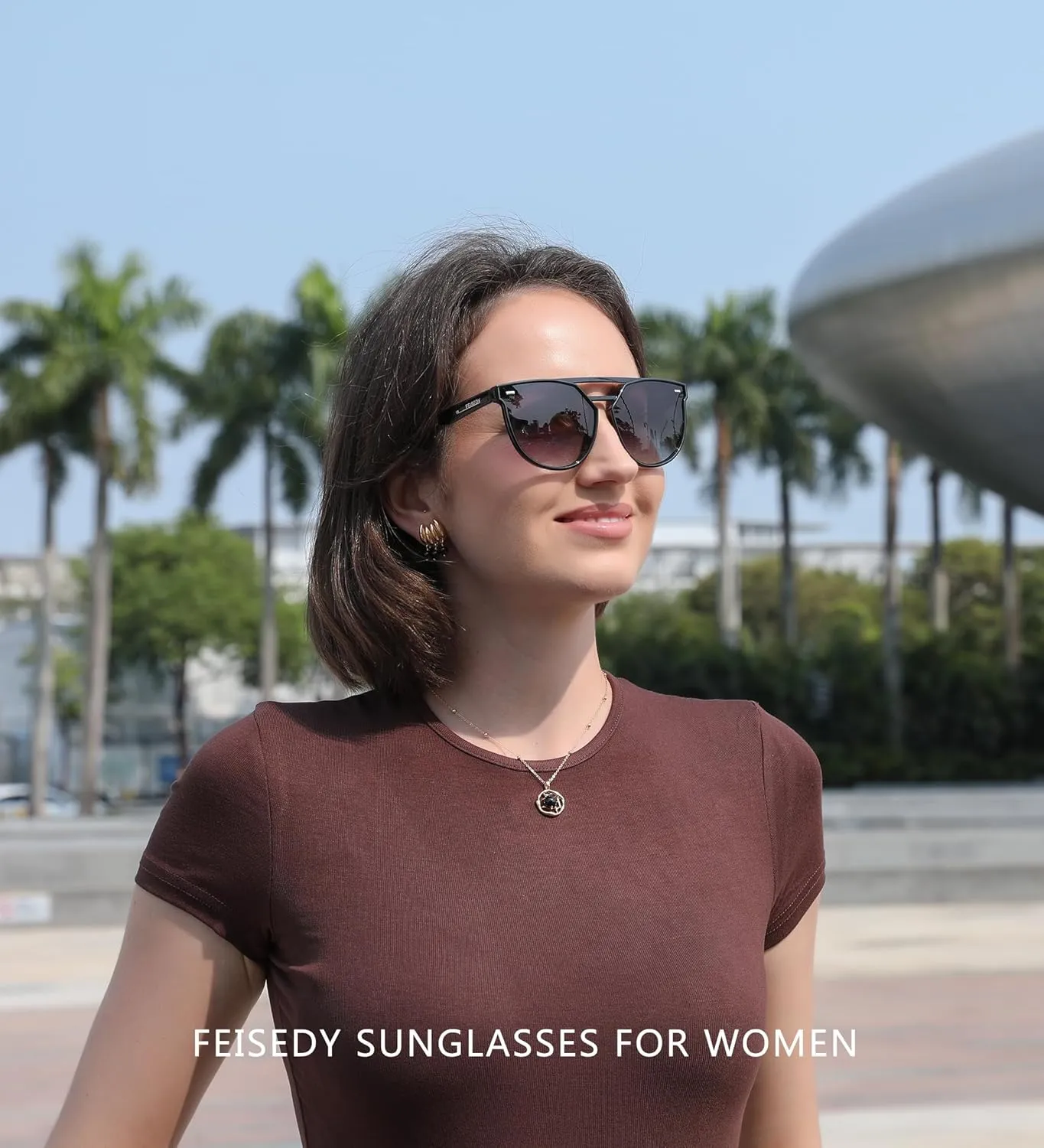 FEISEDY Women's Sunglasses, Cat Eye Aviator Style, UV400 Polarized Sun Glasses, Cute Vintage Trendy B0119