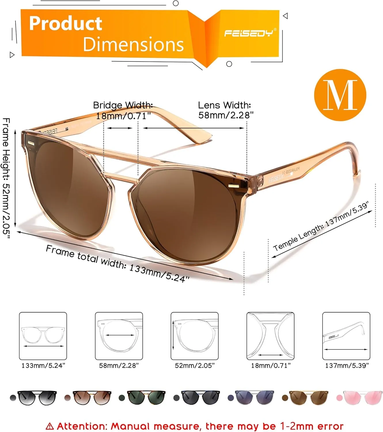 FEISEDY Women's Sunglasses, Cat Eye Aviator Style, UV400 Polarized Sun Glasses, Cute Vintage Trendy B0119