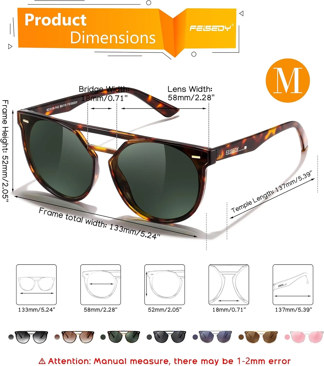 FEISEDY Women's Sunglasses, Cat Eye Aviator Style, UV400 Polarized Sun Glasses, Cute Vintage Trendy B0119