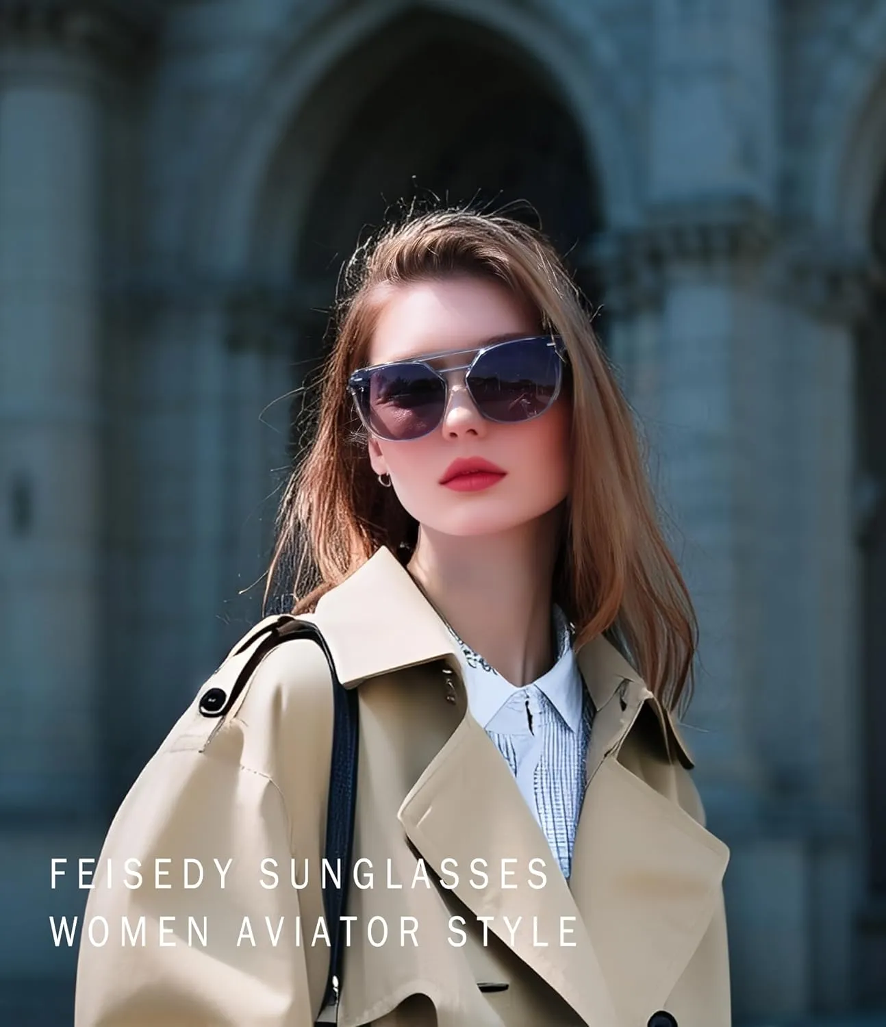 FEISEDY Women's Sunglasses, Cat Eye Aviator Style, UV400 Polarized Sun Glasses, Cute Vintage Trendy B0119