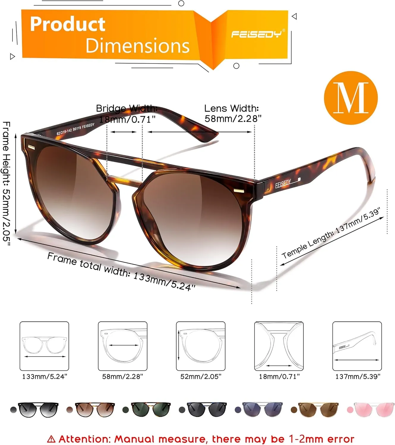 FEISEDY Women's Sunglasses, Cat Eye Aviator Style, UV400 Polarized Sun Glasses, Cute Vintage Trendy B0119