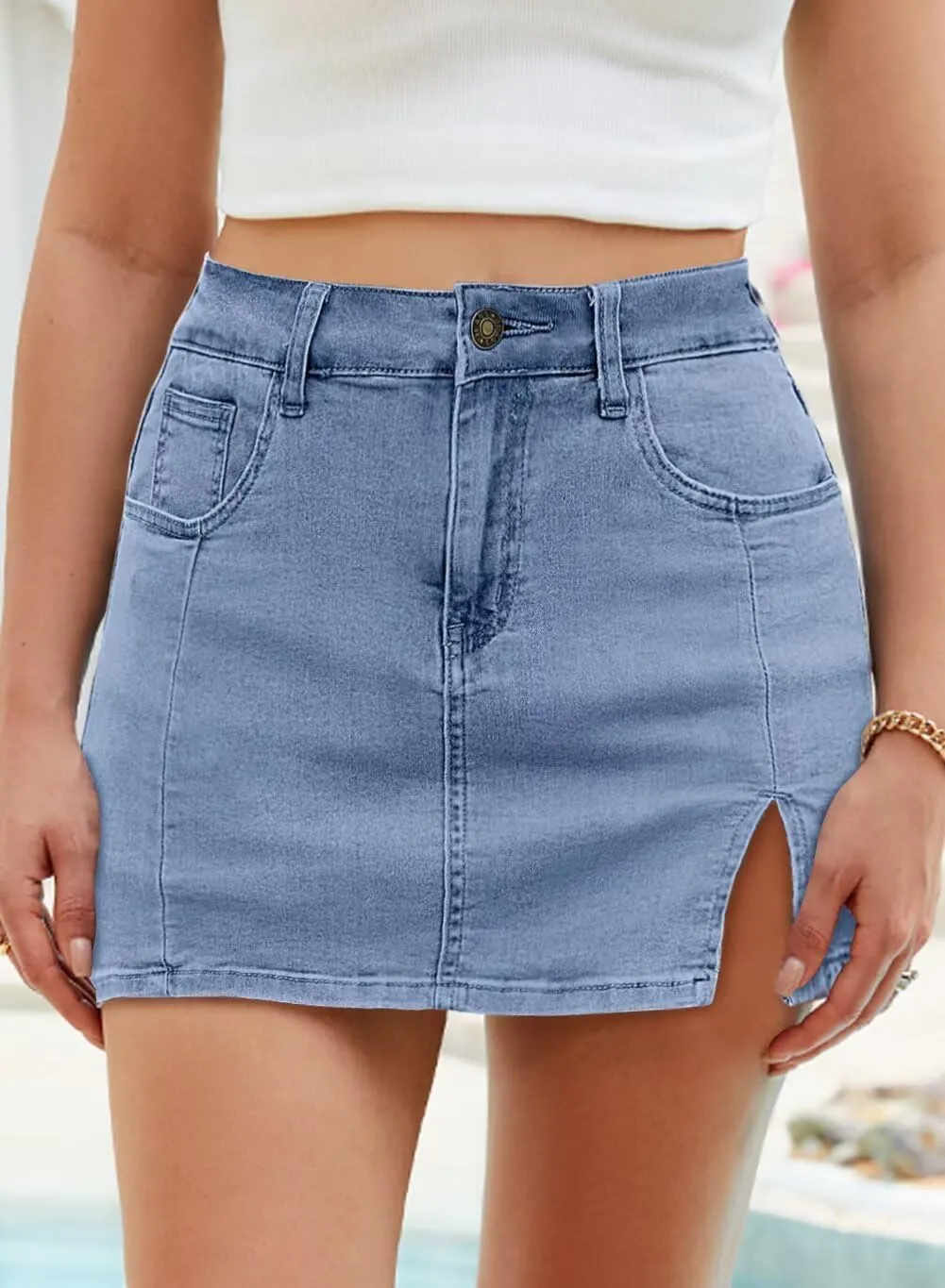 FEKOAFE Womens Jean Shorts 2025 High Waisted Shorts Trendy Denim Skirts with Slit