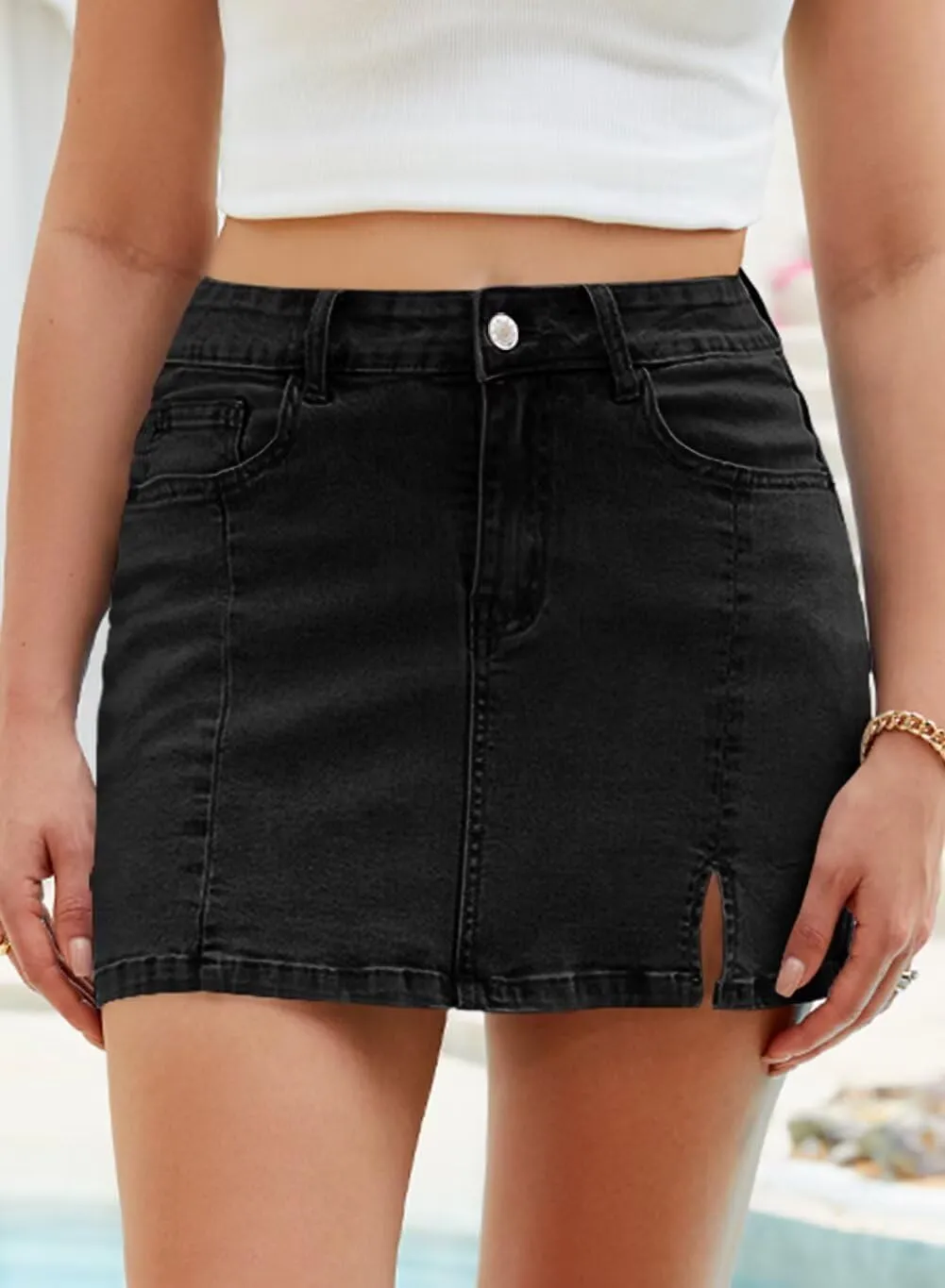 FEKOAFE Womens Jean Shorts 2025 High Waisted Shorts Trendy Denim Skirts with Slit