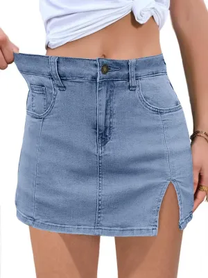 FEKOAFE Womens Jean Shorts 2025 High Waisted Shorts Trendy Denim Skirts with Slit